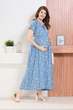 ✨ MANGAI Premium Rayon Maternity Frock for Pregnancy Women ✨ Invisible Feeding Zipper | Stylish Fancy Neck | Side Pocket | Comfortable Pregnancy & Casual Wear (RMF)