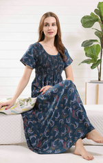 New Arrivals ALPINE Smokey Nighty | Beautiful Pleated Design | Side Pocket | Stylish Nighty for Trendy Women's | Your Perfect Nightwear Collection's (ALS)