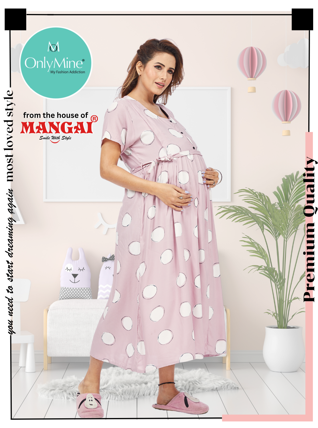 New Arrivals New ONLY MINE Premium MAXI Mom's Wear | Invisible Feeding Zipper | Adjustable Rope | Casual Wear | Pregnancy Wear