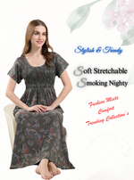 New Arrivals ALPINE Smokey Nighty | Beautiful Pleated Design | Side Pocket | Stylish Nighty for Trendy Women's | Your Perfect Nightwear Collection's (ALS)