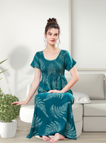 ALPINE Smocking Nighty | Beautiful Pleated Design | Side Pocket | Stylish Nighty for Trendy Women's | Your Perfect Nightwear Collection's (SAP)