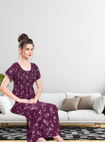 ALPINE Smocking Nighty | Beautiful Pleated Design | Side Pocket | Stylish Nighty for Trendy Women's | Your Perfect Nightwear Collection's (SAP)
