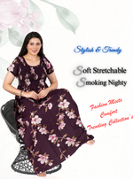 New Arrivals ONLY MINE Premium ALPINE Smokey Nighty | Beautiful Pleated Design | Side Pocket | Stylish Nighty for Trendy Women's | Your Perfect Nightwear Collection's (ALS)