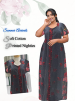 MANGAI Daily Wear Casual Comfort Fit Cotton Printed Nighties | Zipless Closed Model |Summer Arrival's for Trendy Women's (VNM)