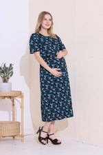 MANGAI HOSIERY Cotton Zipless Feeding Wear | Fancy Sleeve with Round Neck | Flap Open Zipless Feeding wear for Pregnancy Women (MMG)