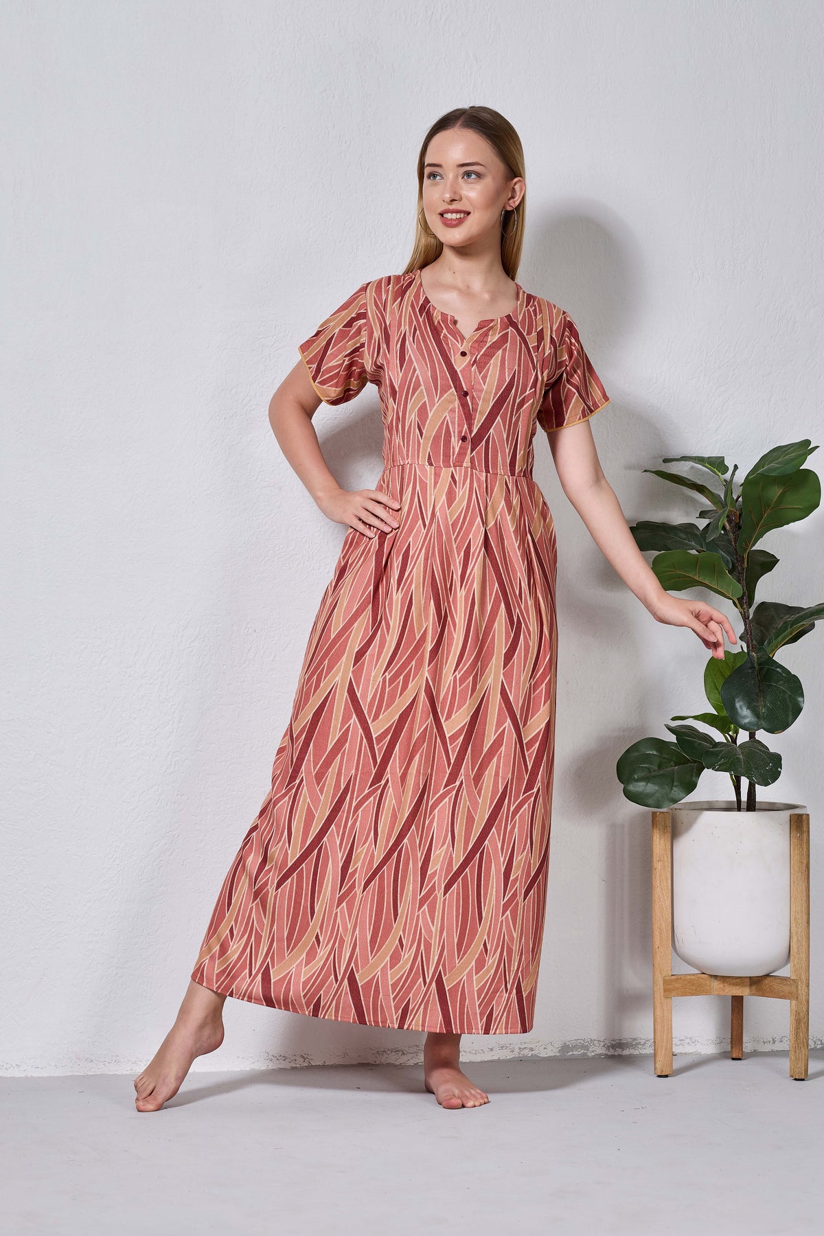 Alpine KURTHI Style Nighties| FancySleeve | Zipless Model | Stylish V-Cut neck | Updated Collection's for Stylish Women AK (H/S)