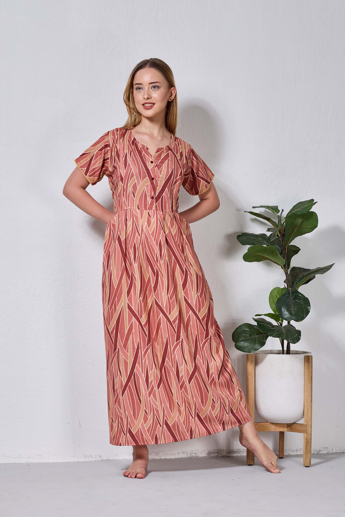 Alpine KURTHI Style Nighties| FancySleeve | Zipless Model | Stylish V-Cut neck | Updated Collection's for Stylish Women AK (H/S)