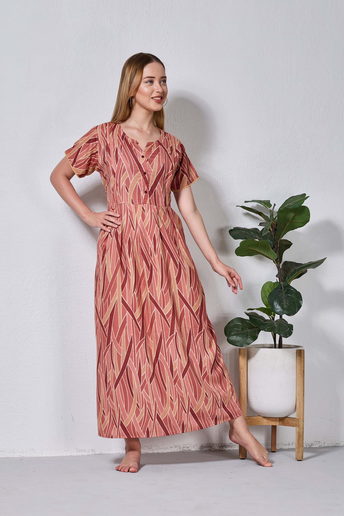 Alpine KURTHI Style Nighties| FancySleeve | Zipless Model | Stylish V-Cut neck | Updated Collection's for Stylish Women AK (H/S)