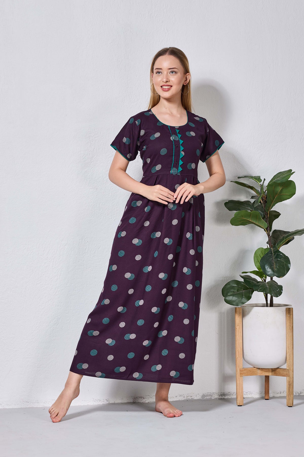 Alpine KURTHI Style Nighties| Fancy Half Sleeve | Zipless Model | Stylish Round Neck | Updated Collection's for Stylish Women AK (H/S)