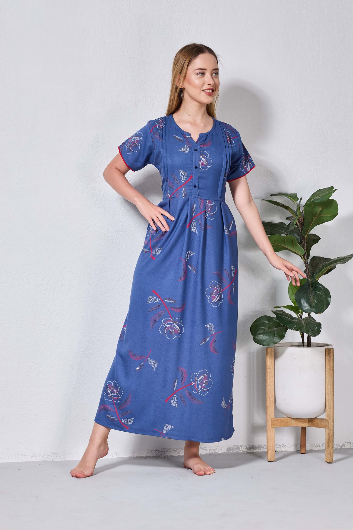 Alpine KURTHI Style Nighties| FancySleeve | Zipless Model | Stylish V-Cut neck | Updated Collection's for Stylish Women AK (H/S)