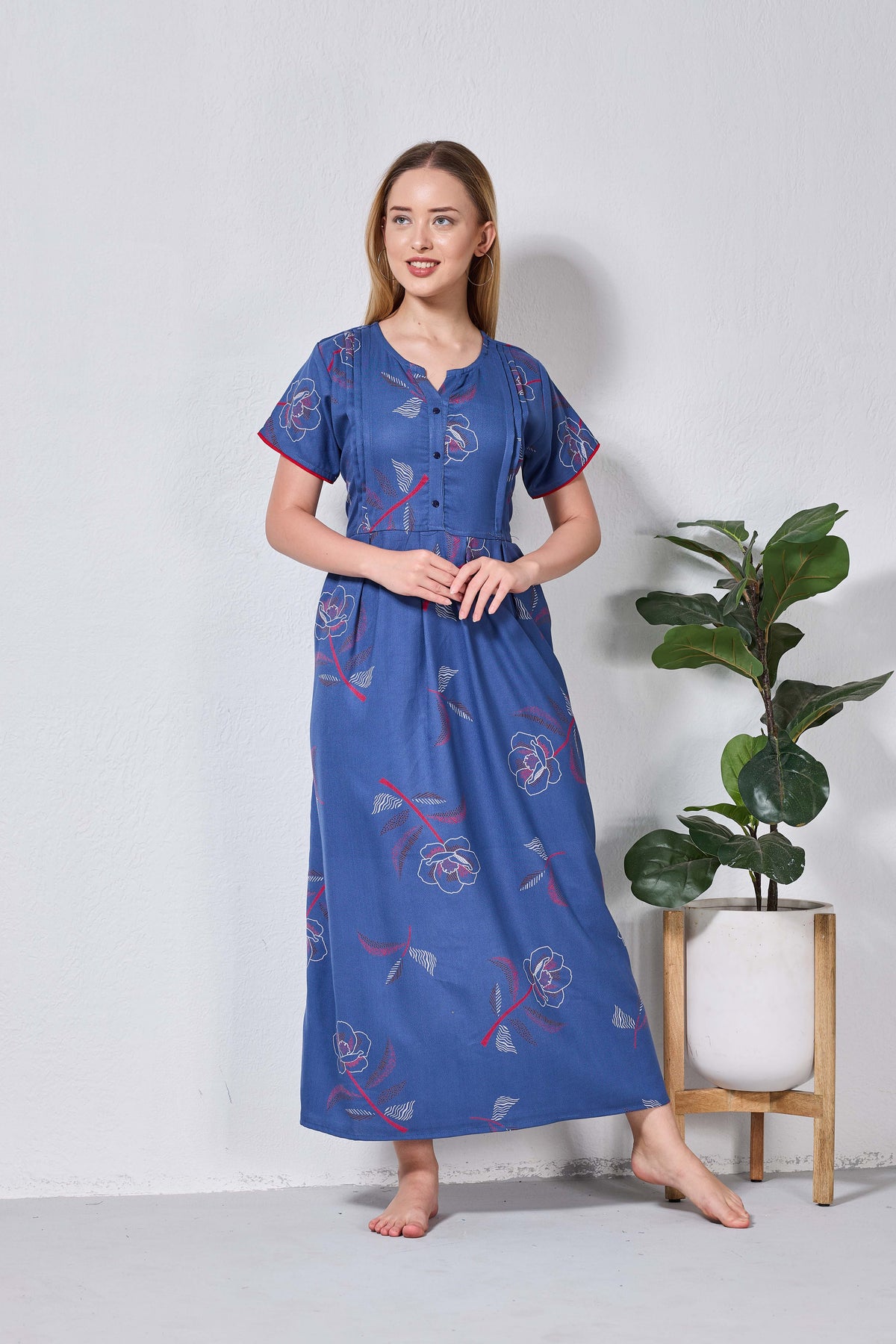 Alpine KURTHI Style Nighties| FancySleeve | Zipless Model | Stylish V-Cut neck | Updated Collection's for Stylish Women AK (H/S)