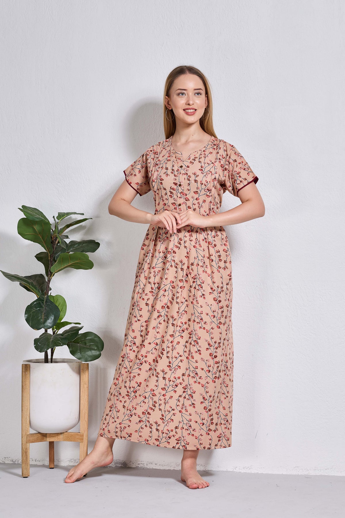 Alpine KURTHI Style Nighties| FancySleeve | Zipless Model | Stylish V-Cut neck | Updated Collection's for Stylish Women AK (H/S)