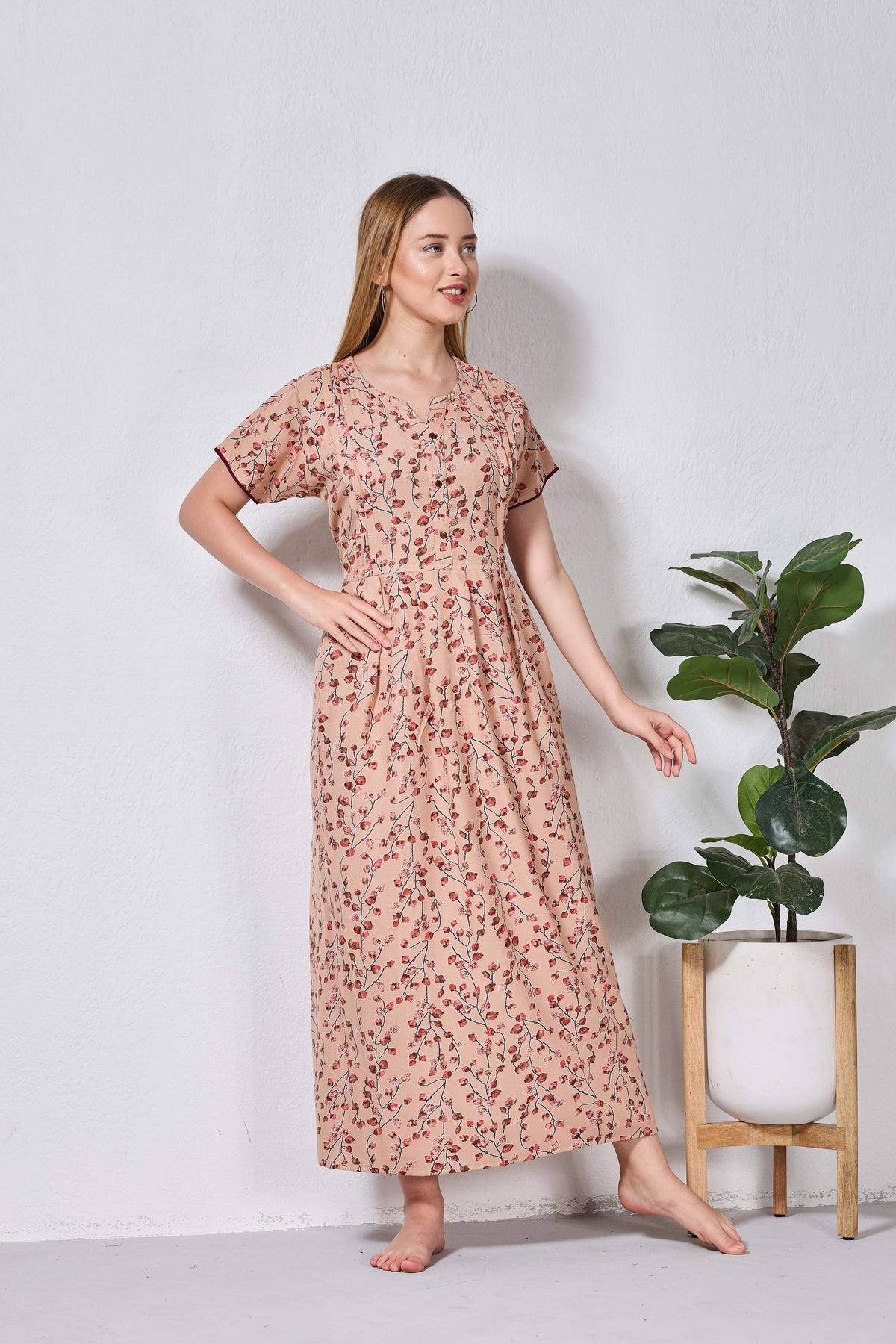 Alpine KURTHI Style Nighties| FancySleeve | Zipless Model | Stylish V-Cut neck | Updated Collection's for Stylish Women AK (H/S)