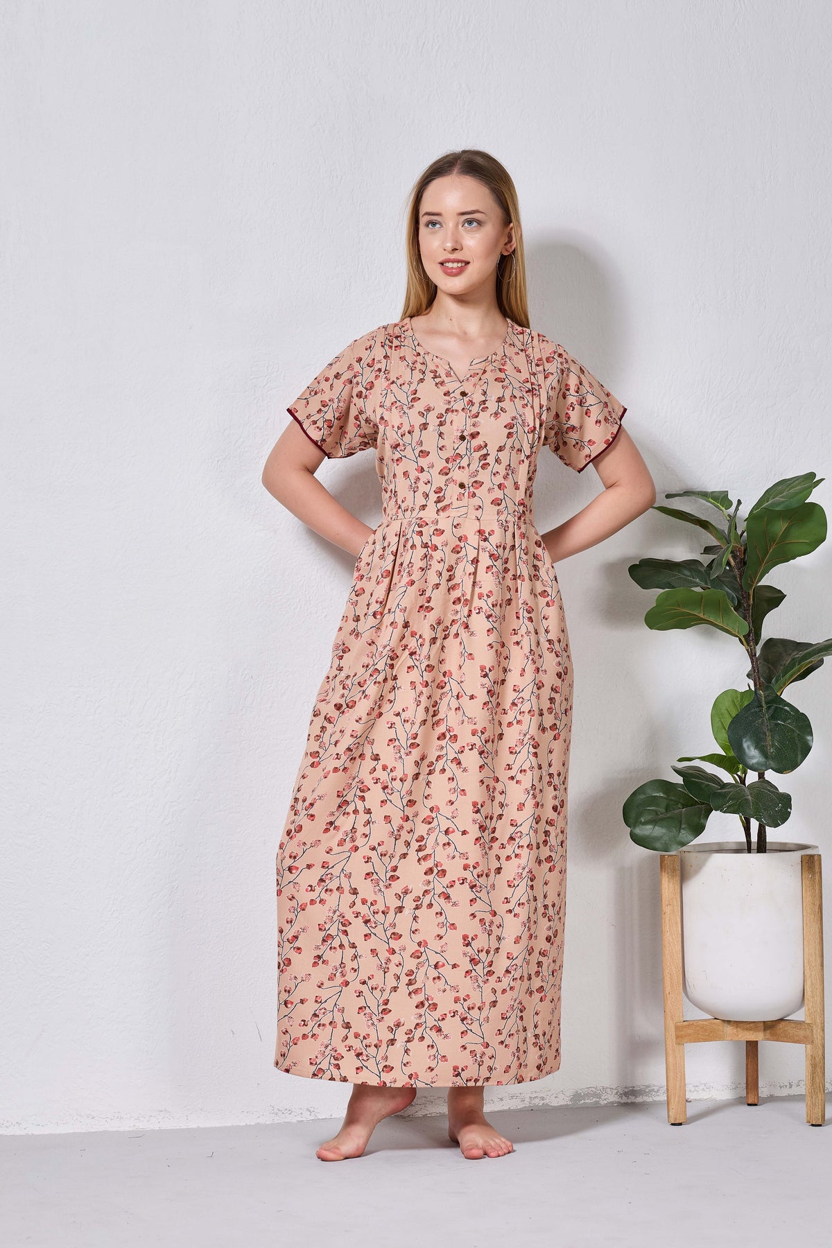 Alpine KURTHI Style Nighties| FancySleeve | Zipless Model | Stylish V-Cut neck | Updated Collection's for Stylish Women AK (H/S)