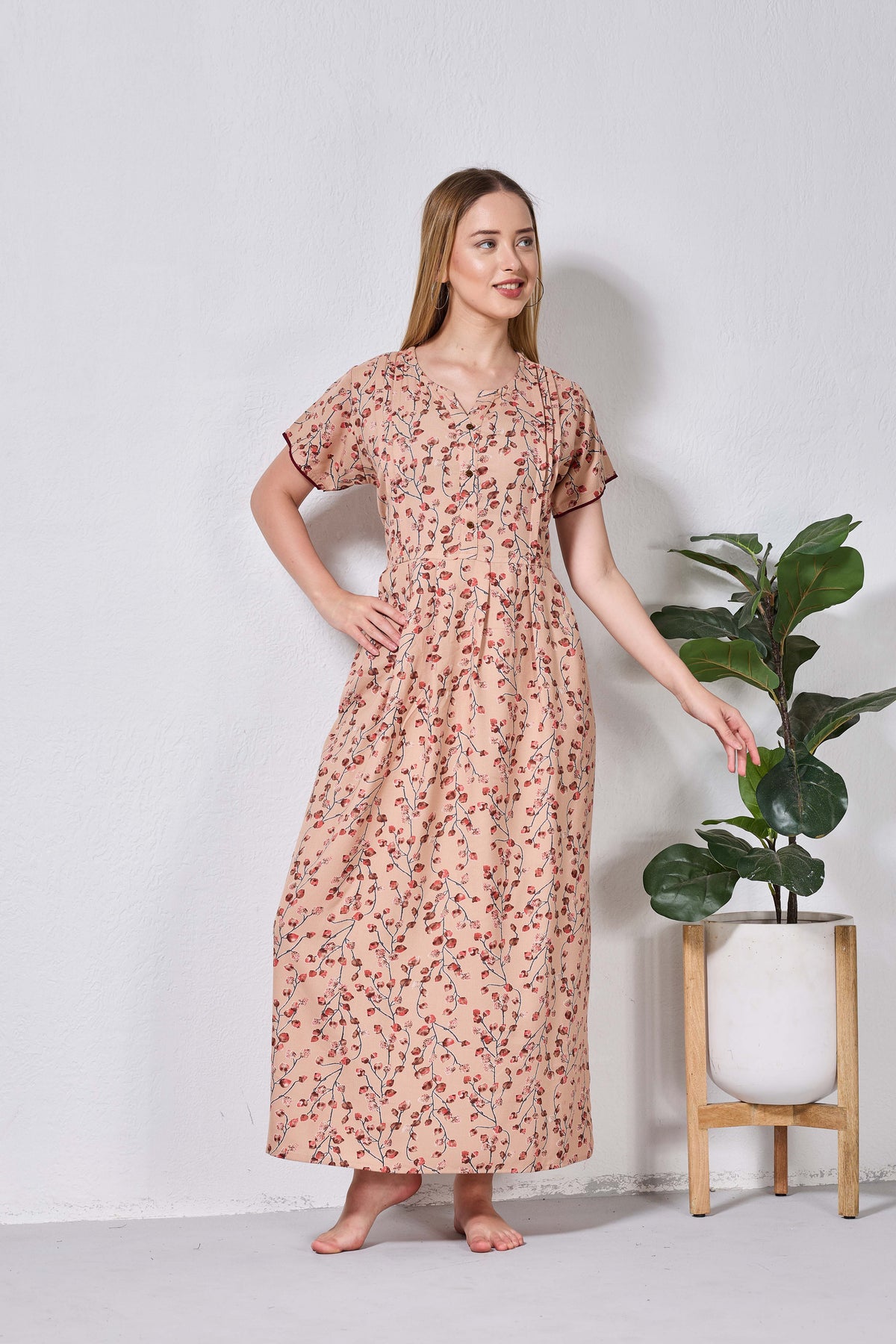 Alpine KURTHI Style Nighties| FancySleeve | Zipless Model | Stylish V-Cut neck | Updated Collection's for Stylish Women AK (H/S)