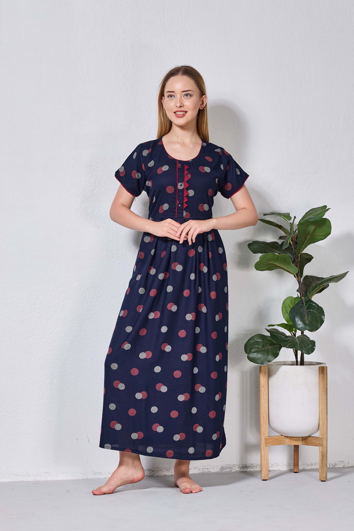 Alpine KURTHI Style Nighties| Fancy Half Sleeve | Zipless Model | Stylish Round Neck | Updated Collection's for Stylish Women AK (H/S)
