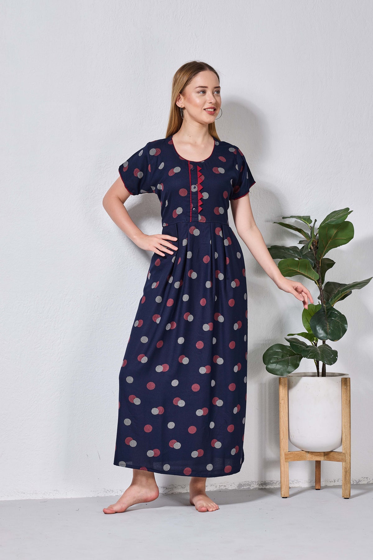 Alpine KURTHI Style Nighties| Fancy Half Sleeve | Zipless Model | Stylish Round Neck | Updated Collection's for Stylish Women AK (H/S)