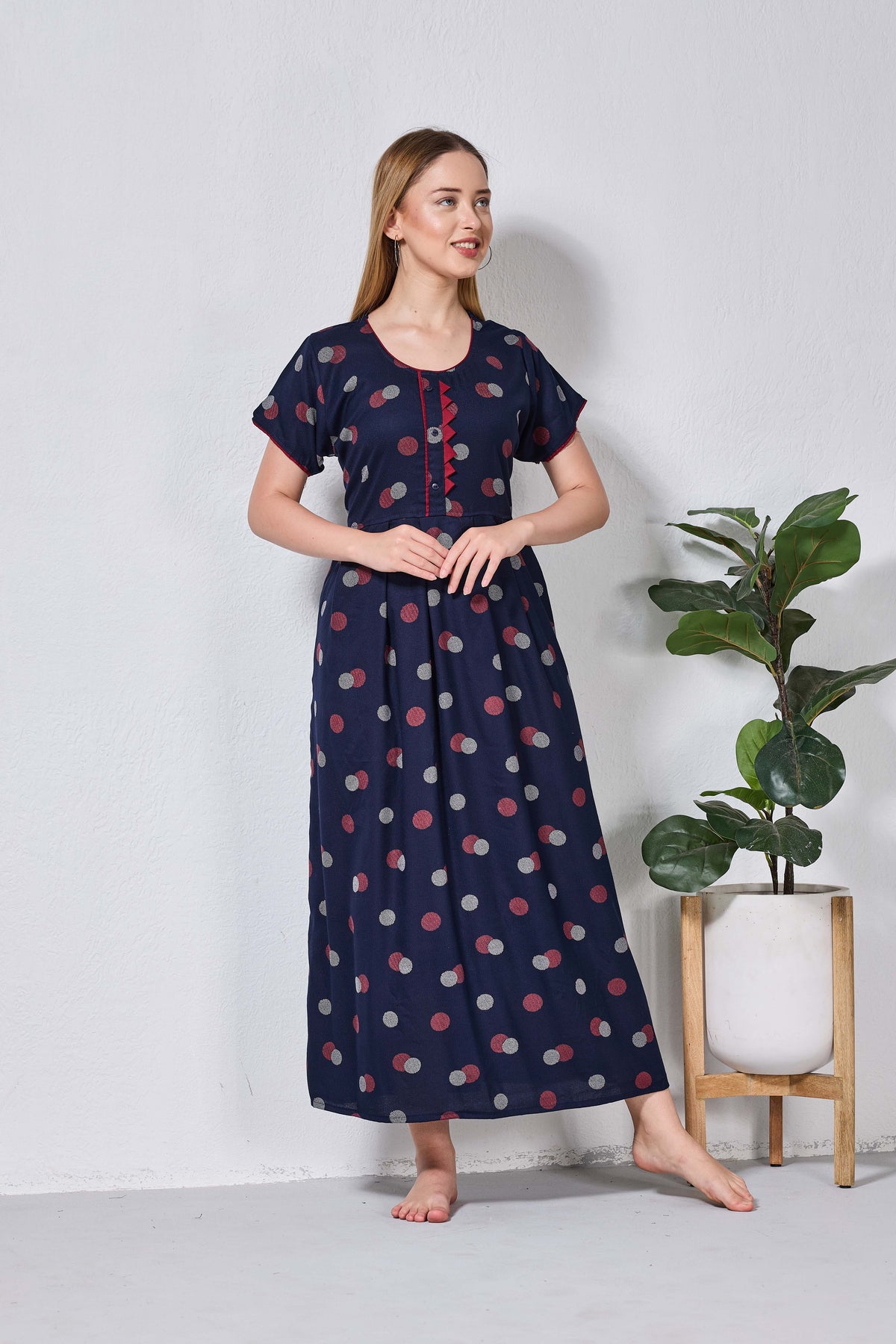 Alpine KURTHI Style Nighties| Fancy Half Sleeve | Zipless Model | Stylish Round Neck | Updated Collection's for Stylish Women AK (H/S)