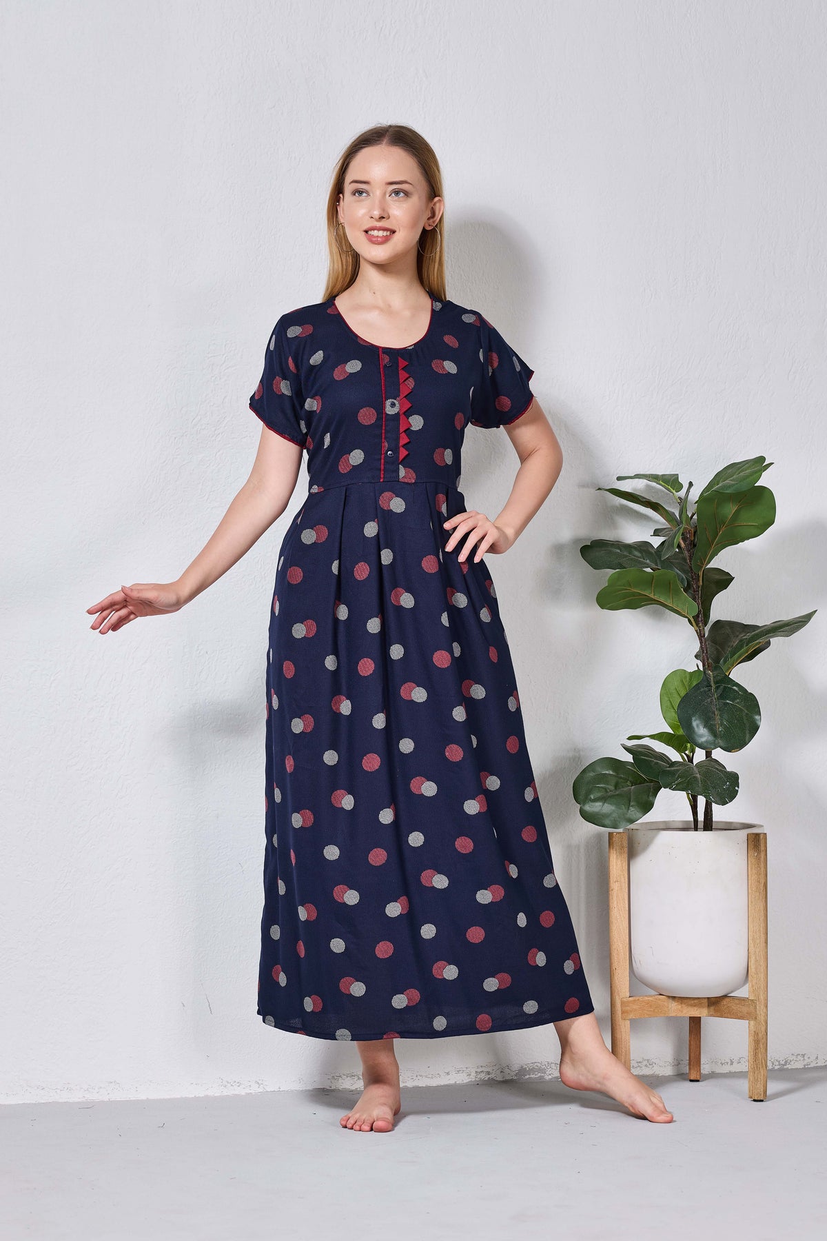 Alpine KURTHI Style Nighties| Fancy Half Sleeve | Zipless Model | Stylish Round Neck | Updated Collection's for Stylish Women AK (H/S)
