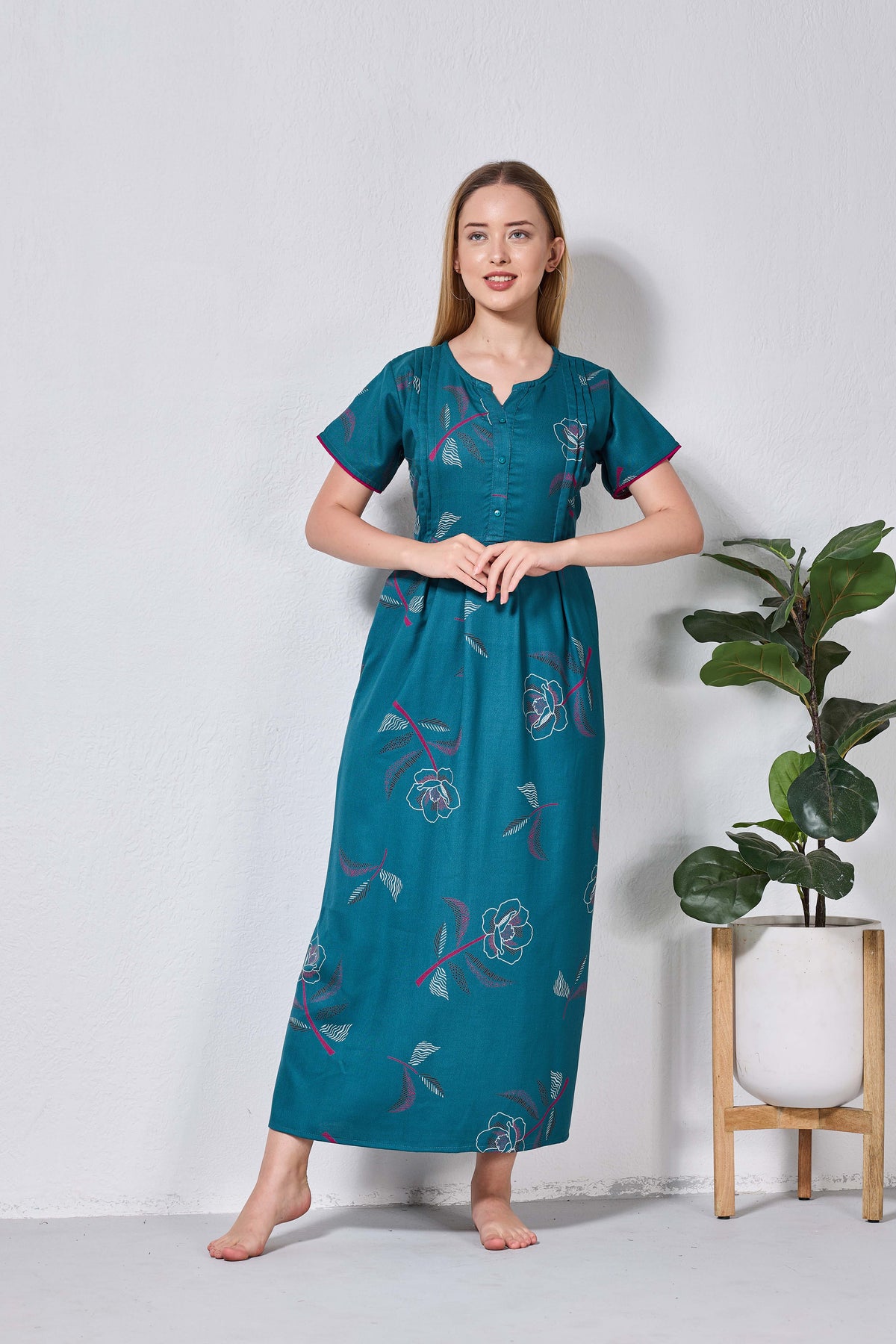 Alpine KURTHI Style Nighties| FancySleeve | Zipless Model | Stylish V-Cut neck | Updated Collection's for Stylish Women AK (H/S)