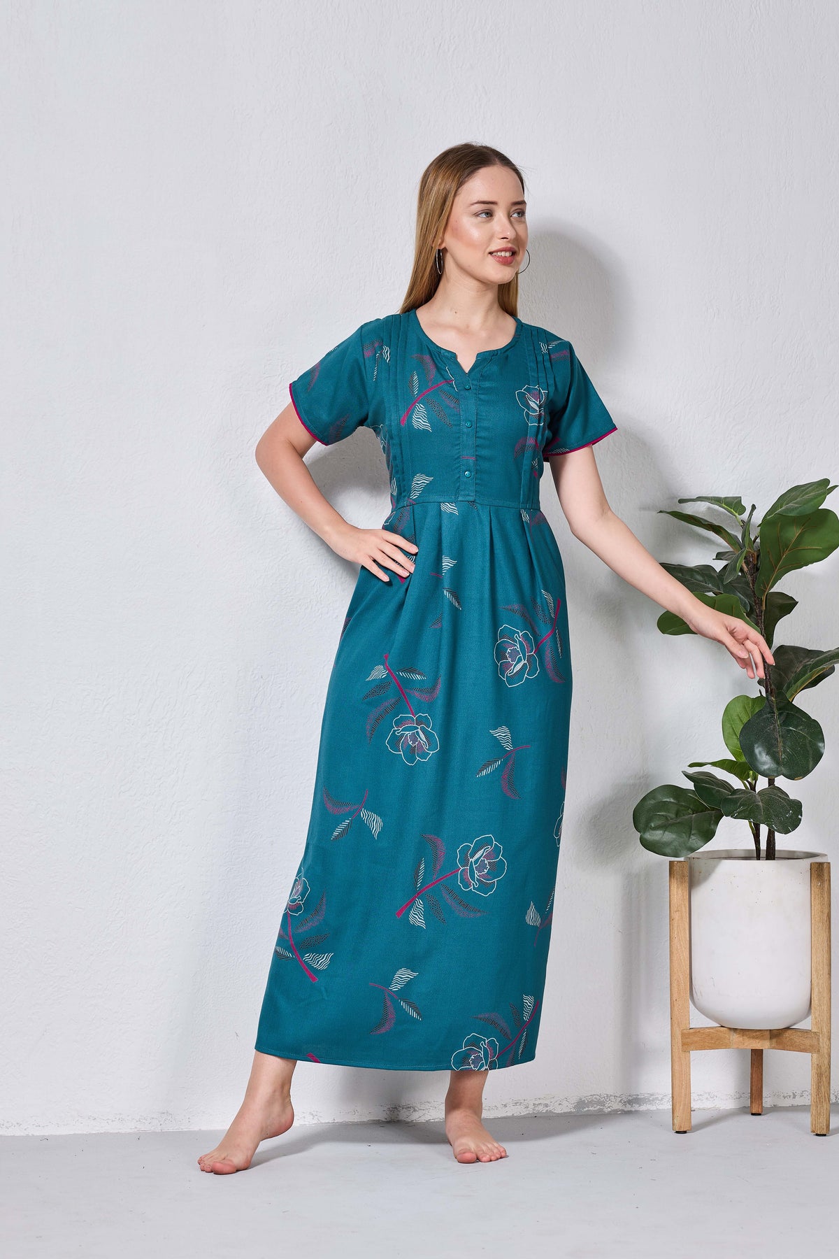 Alpine KURTHI Style Nighties| FancySleeve | Zipless Model | Stylish V-Cut neck | Updated Collection's for Stylish Women AK (H/S)