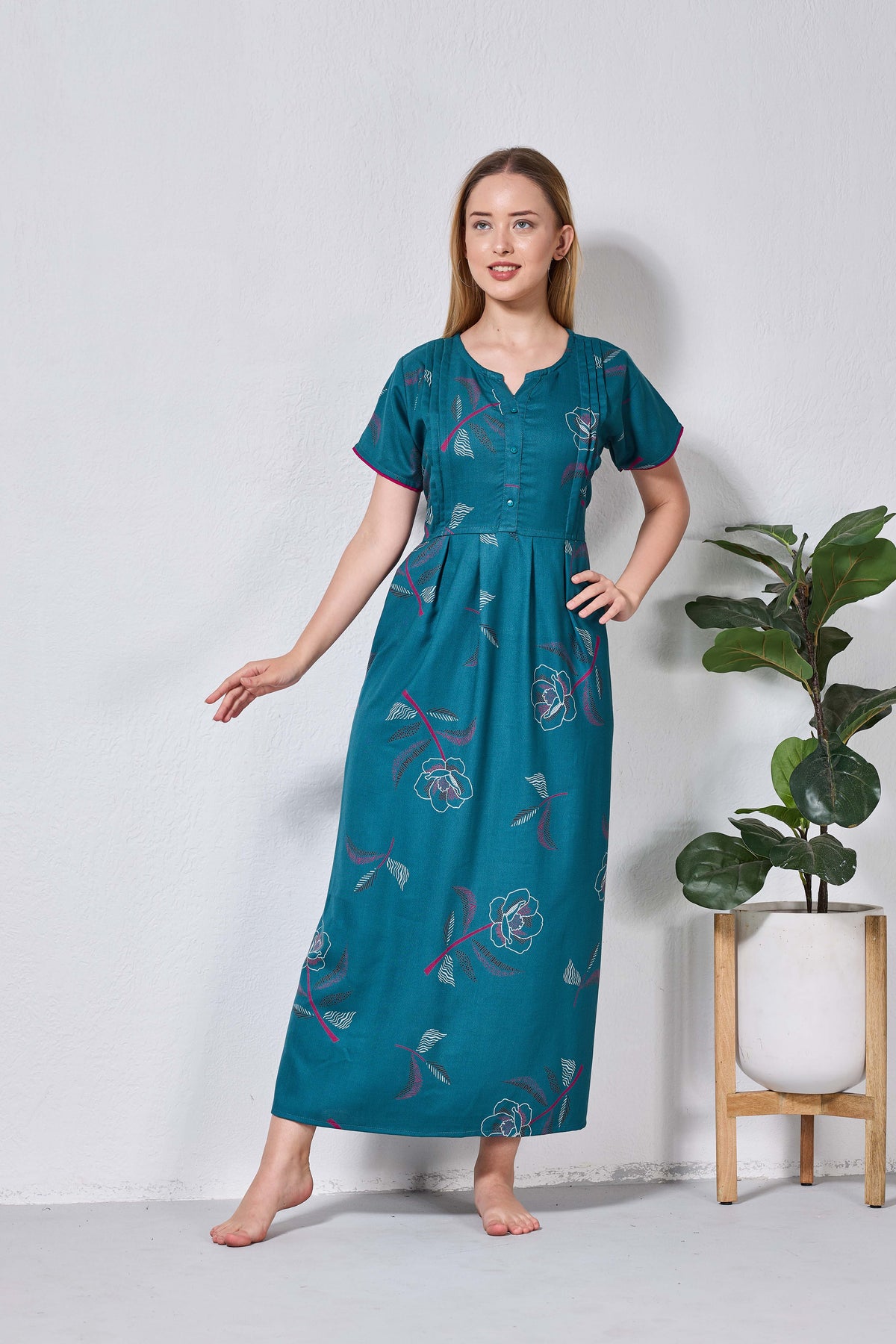 Alpine KURTHI Style Nighties| FancySleeve | Zipless Model | Stylish V-Cut neck | Updated Collection's for Stylish Women AK (H/S)