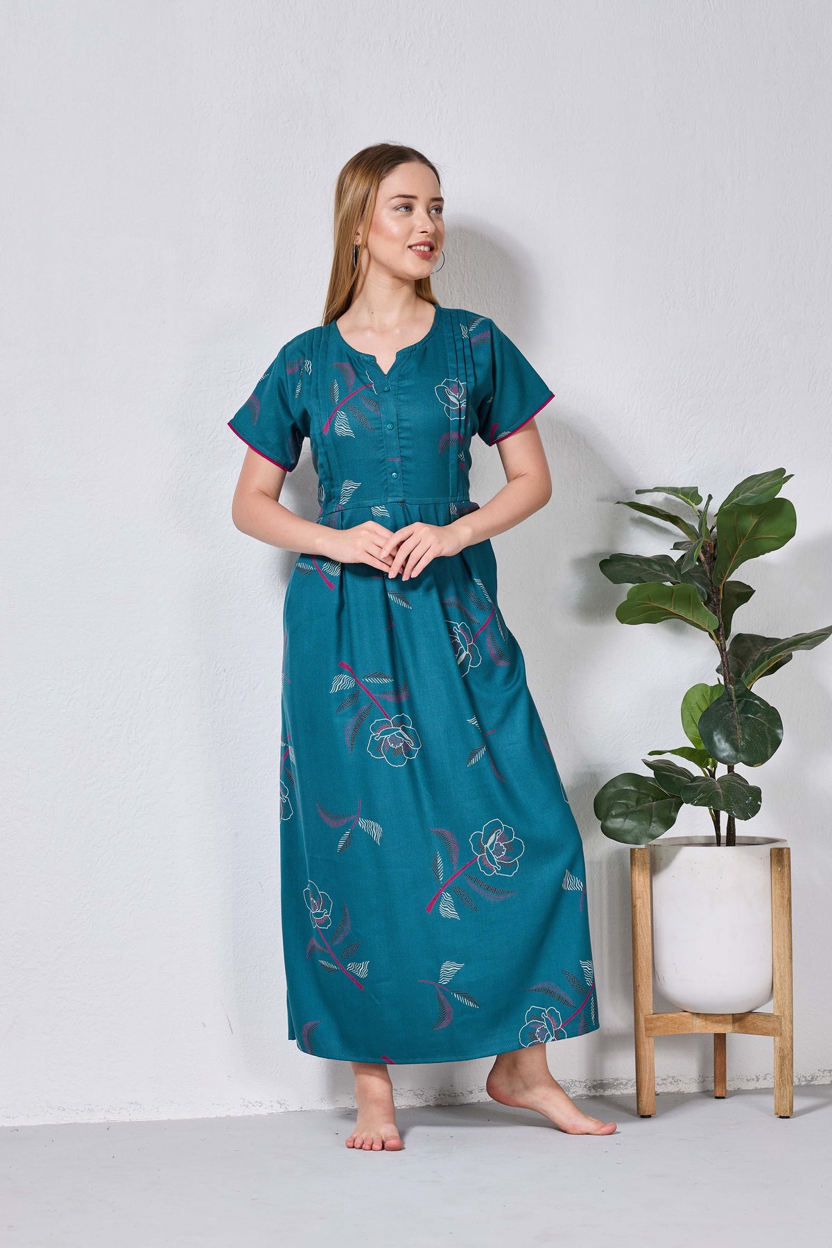 Alpine KURTHI Style Nighties| FancySleeve | Zipless Model | Stylish V-Cut neck | Updated Collection's for Stylish Women AK (H/S)