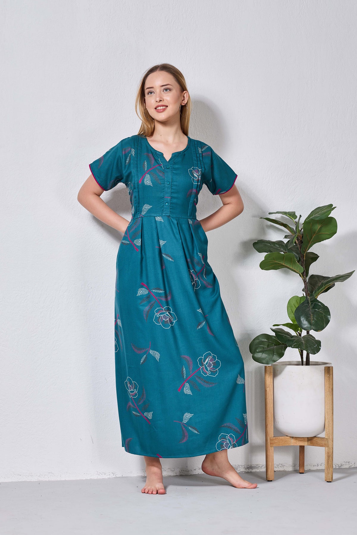 Alpine KURTHI Style Nighties| FancySleeve | Zipless Model | Stylish V-Cut neck | Updated Collection's for Stylish Women AK (H/S)
