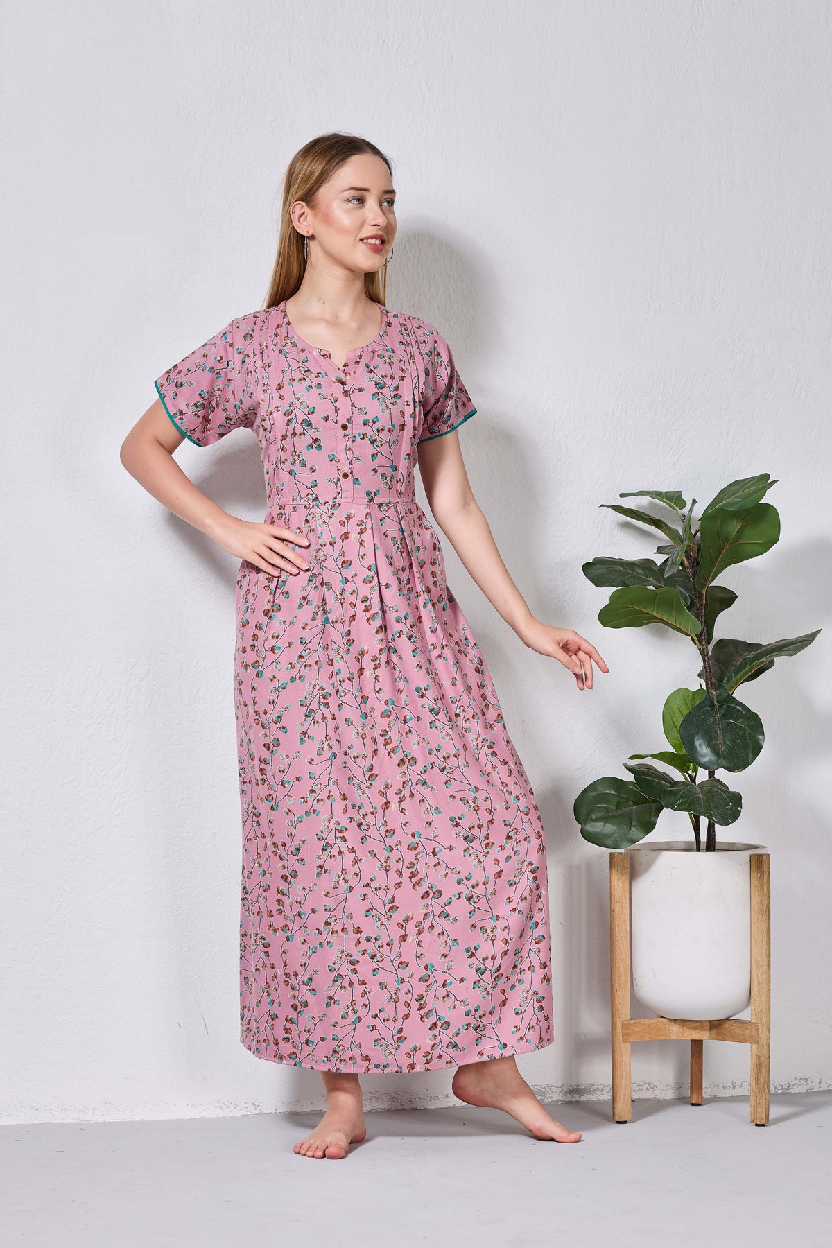 Alpine KURTHI Style Nighties| FancySleeve | Zipless Model | Stylish V-Cut neck | Updated Collection's for Stylish Women AK (H/S)