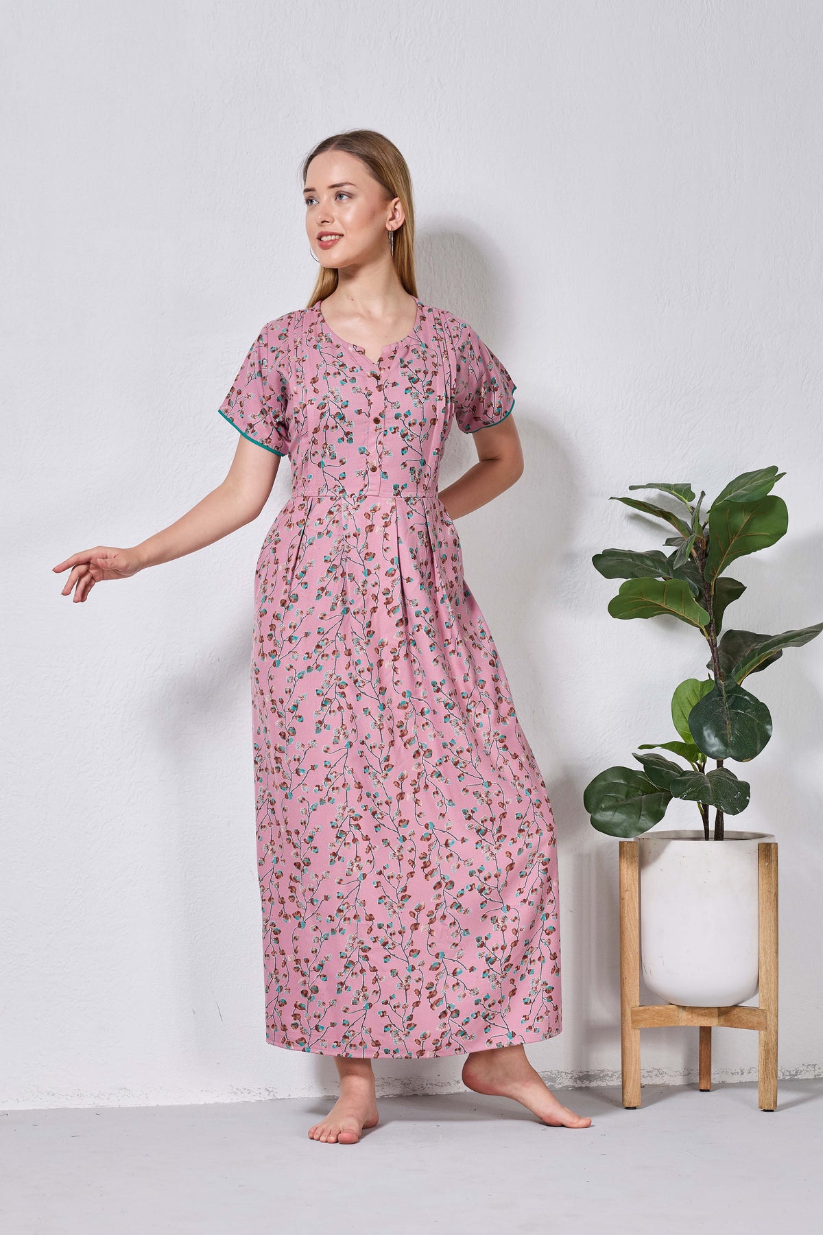 Alpine KURTHI Style Nighties| FancySleeve | Zipless Model | Stylish V-Cut neck | Updated Collection's for Stylish Women AK (H/S)