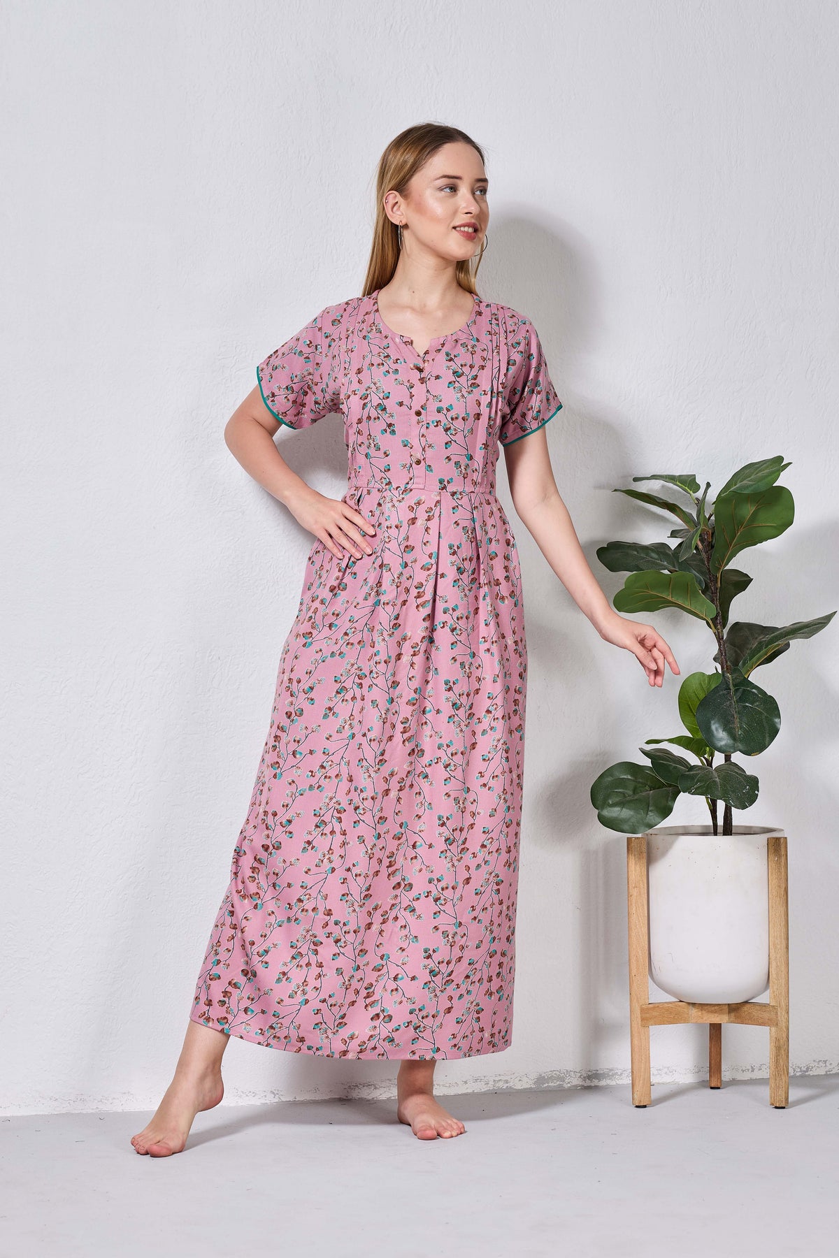 Alpine KURTHI Style Nighties| FancySleeve | Zipless Model | Stylish V-Cut neck | Updated Collection's for Stylish Women AK (H/S)