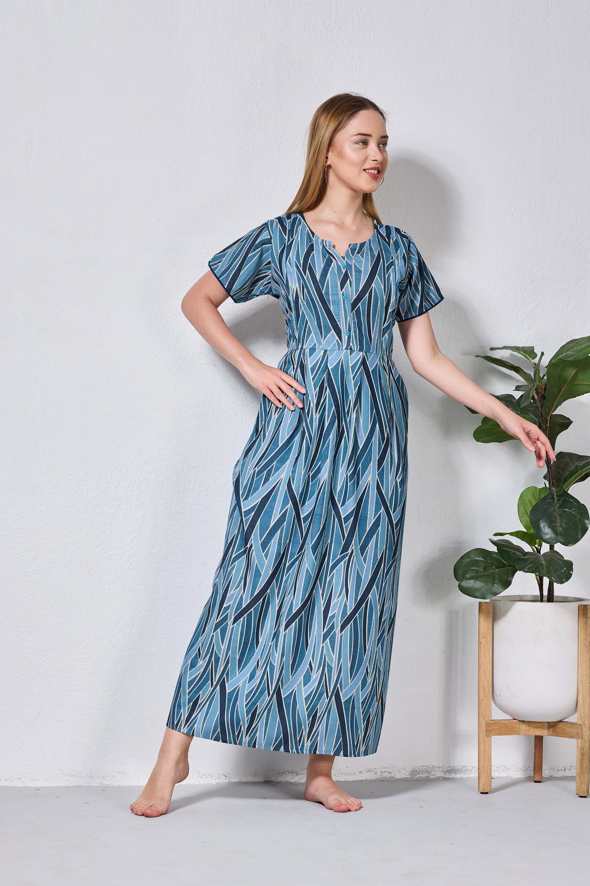 Alpine KURTHI Style Nighties| FancySleeve | Zipless Model | Stylish V-Cut neck | Updated Collection's for Stylish Women AK (H/S)