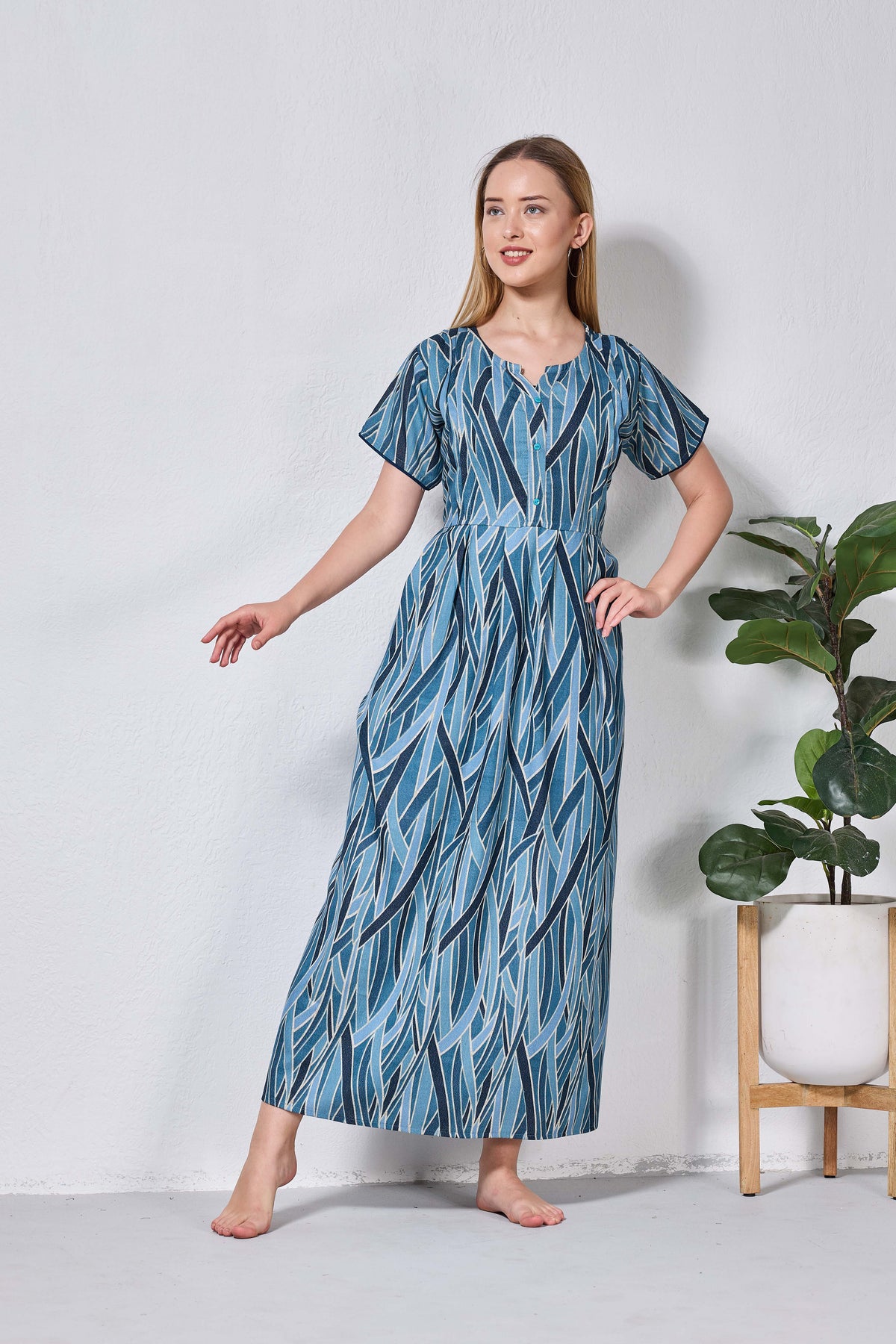 Alpine KURTHI Style Nighties| FancySleeve | Zipless Model | Stylish V-Cut neck | Updated Collection's for Stylish Women AK (H/S)