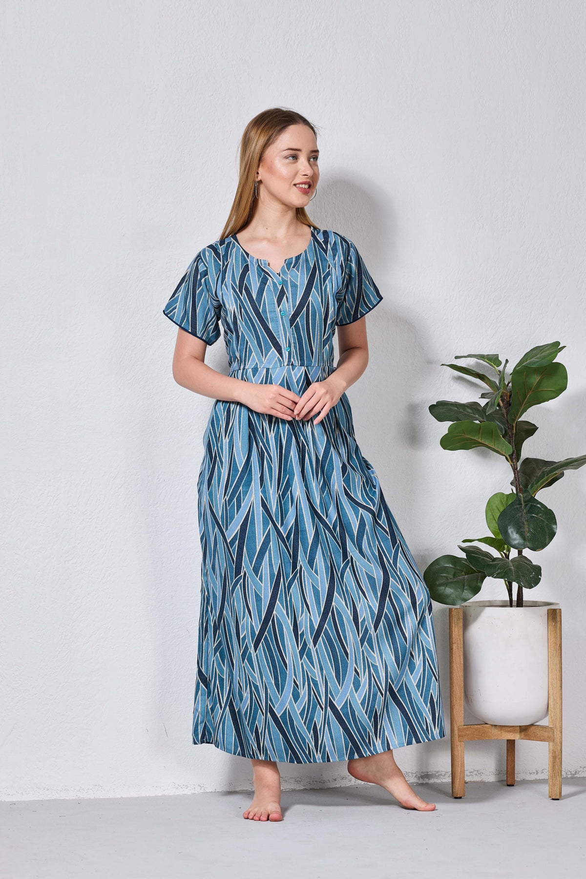 Alpine KURTHI Style Nighties| FancySleeve | Zipless Model | Stylish V-Cut neck | Updated Collection's for Stylish Women AK (H/S)