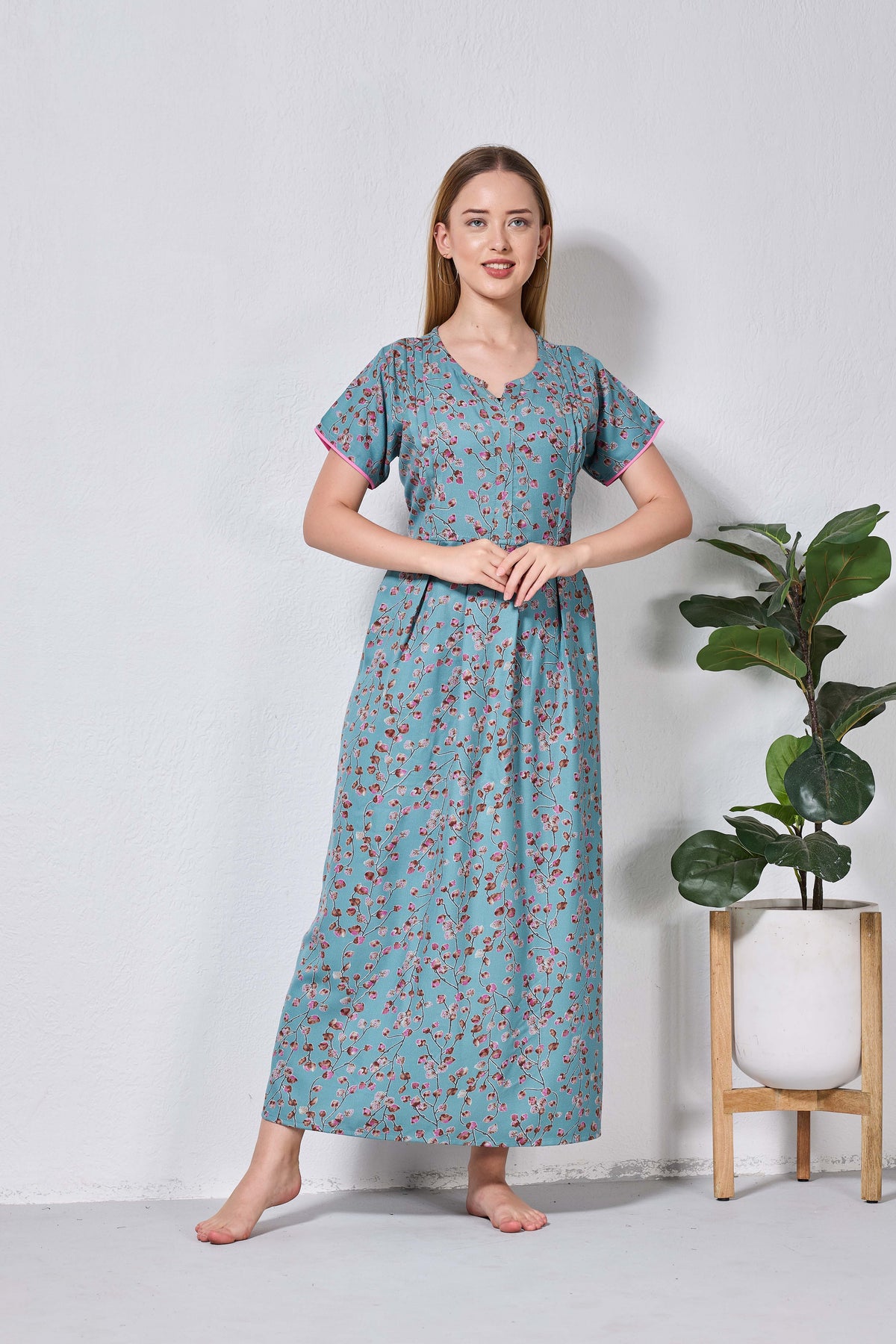 Alpine KURTHI Style Nighties| FancySleeve | Zipless Model | Stylish V-Cut neck | Updated Collection's for Stylish Women AK (H/S)
