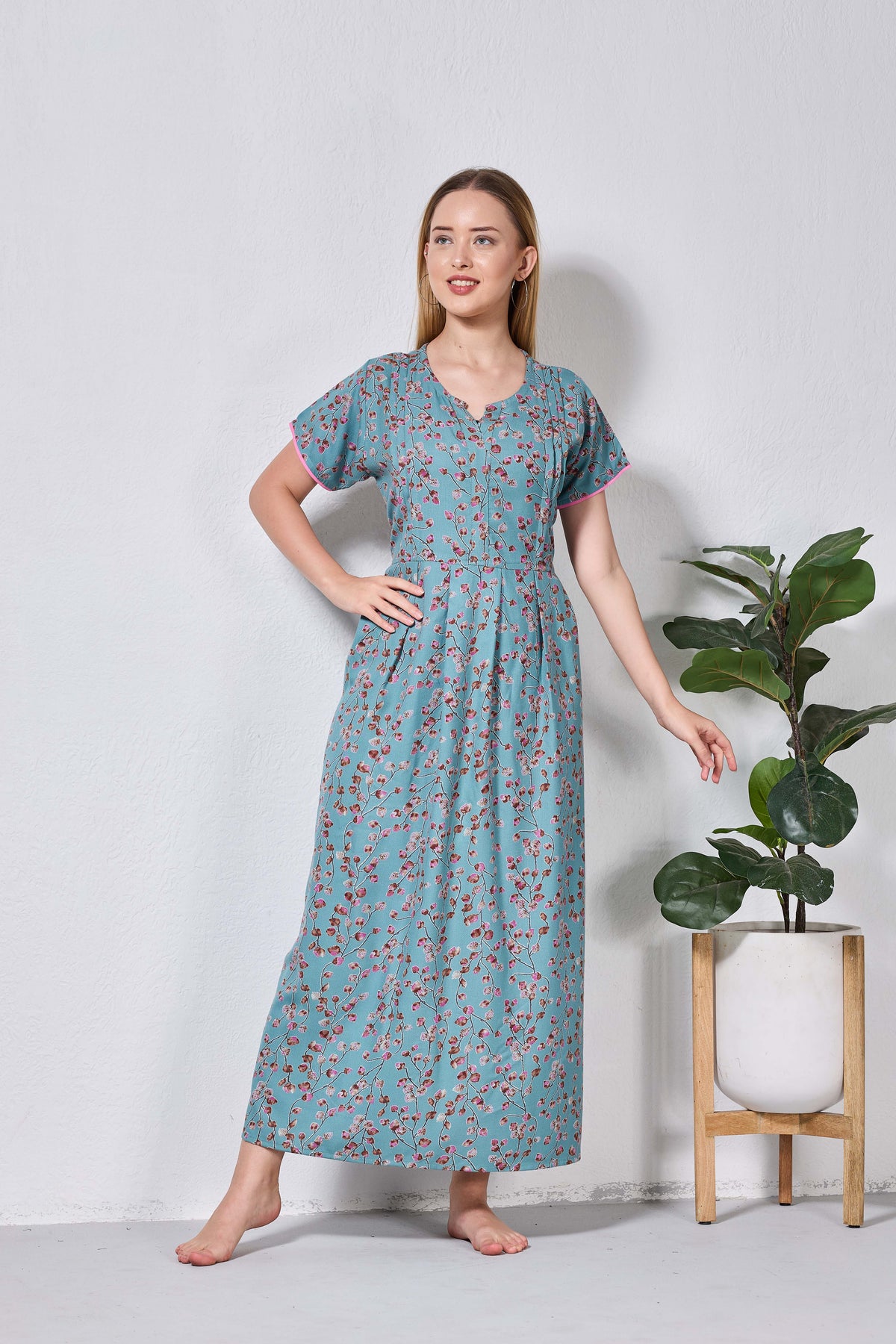 Alpine KURTHI Style Nighties| FancySleeve | Zipless Model | Stylish V-Cut neck | Updated Collection's for Stylish Women AK (H/S)