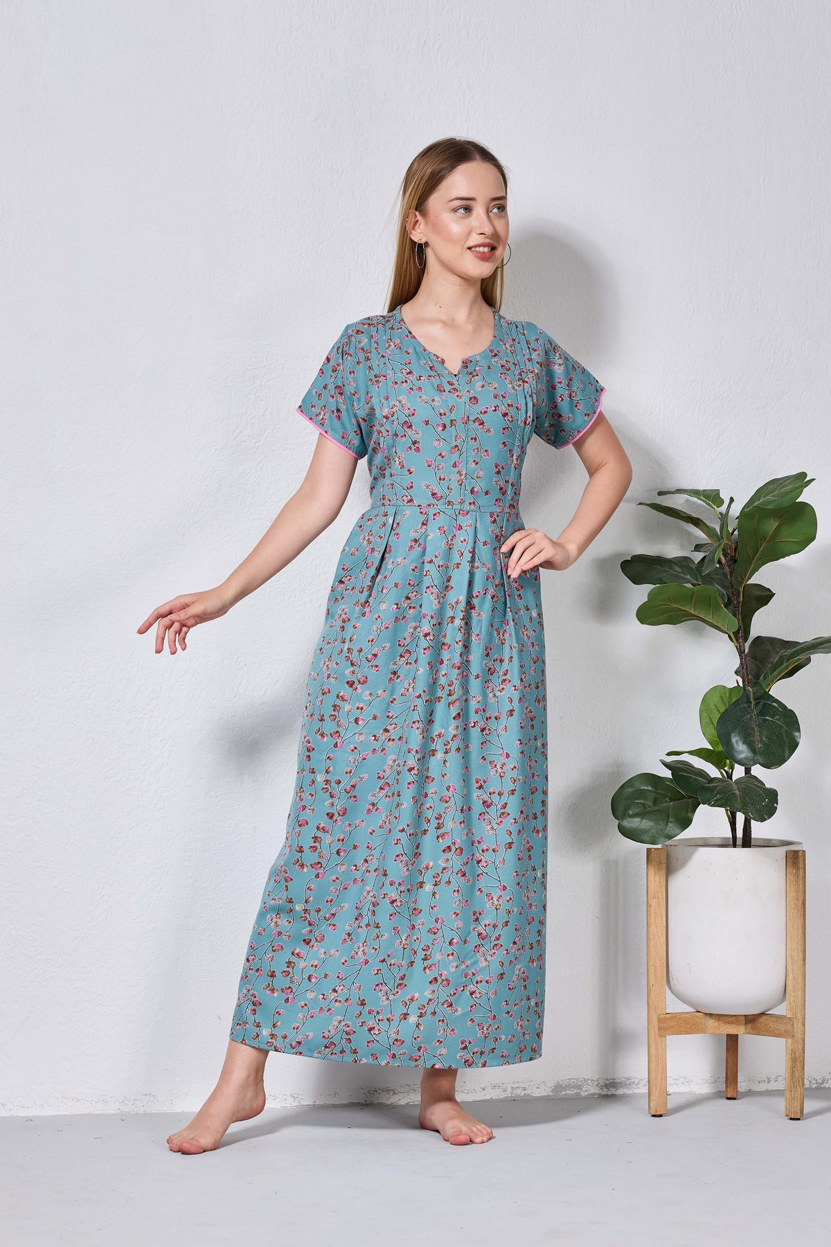 Alpine KURTHI Style Nighties| FancySleeve | Zipless Model | Stylish V-Cut neck | Updated Collection's for Stylish Women AK (H/S)
