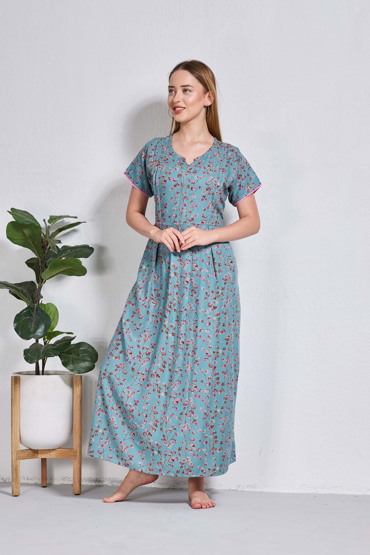 Alpine KURTHI Style Nighties| FancySleeve | Zipless Model | Stylish V-Cut neck | Updated Collection's for Stylish Women AK (H/S)