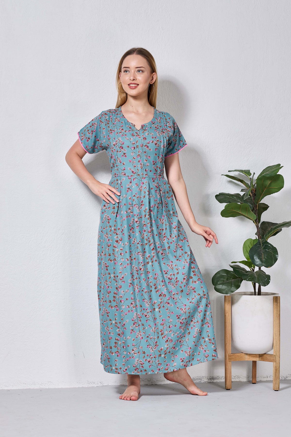 Alpine KURTHI Style Nighties| FancySleeve | Zipless Model | Stylish V-Cut neck | Updated Collection's for Stylish Women AK (H/S)