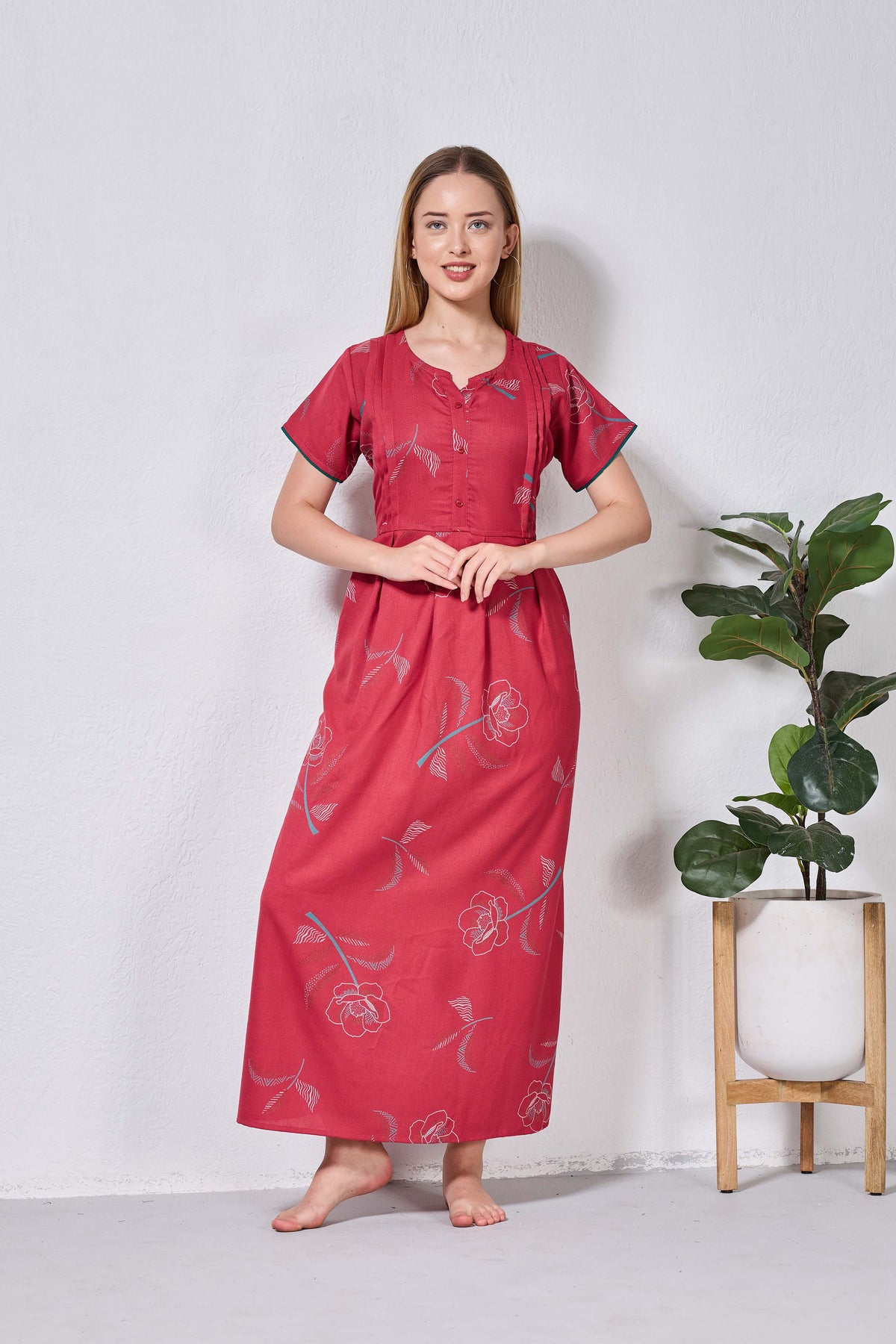 Alpine KURTHI Style Nighties| FancySleeve | Zipless Model | Stylish V-Cut neck | Updated Collection's for Stylish Women AK (H/S)