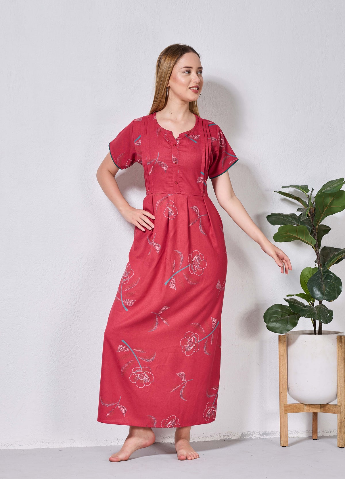 Alpine KURTHI Style Nighties| FancySleeve | Zipless Model | Stylish V-Cut neck | Updated Collection's for Stylish Women AK (H/S)