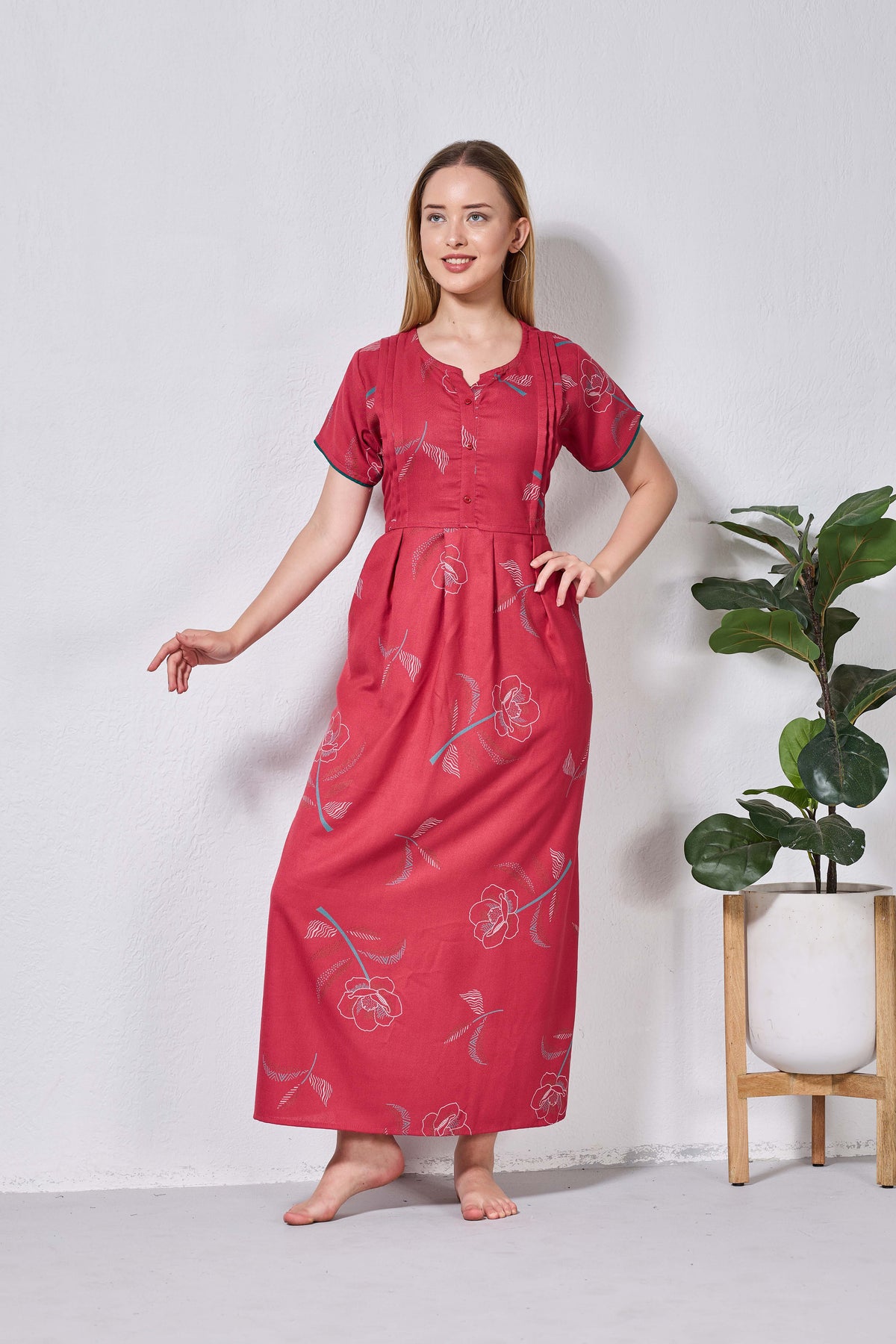 Alpine KURTHI Style Nighties| FancySleeve | Zipless Model | Stylish V-Cut neck | Updated Collection's for Stylish Women AK (H/S)