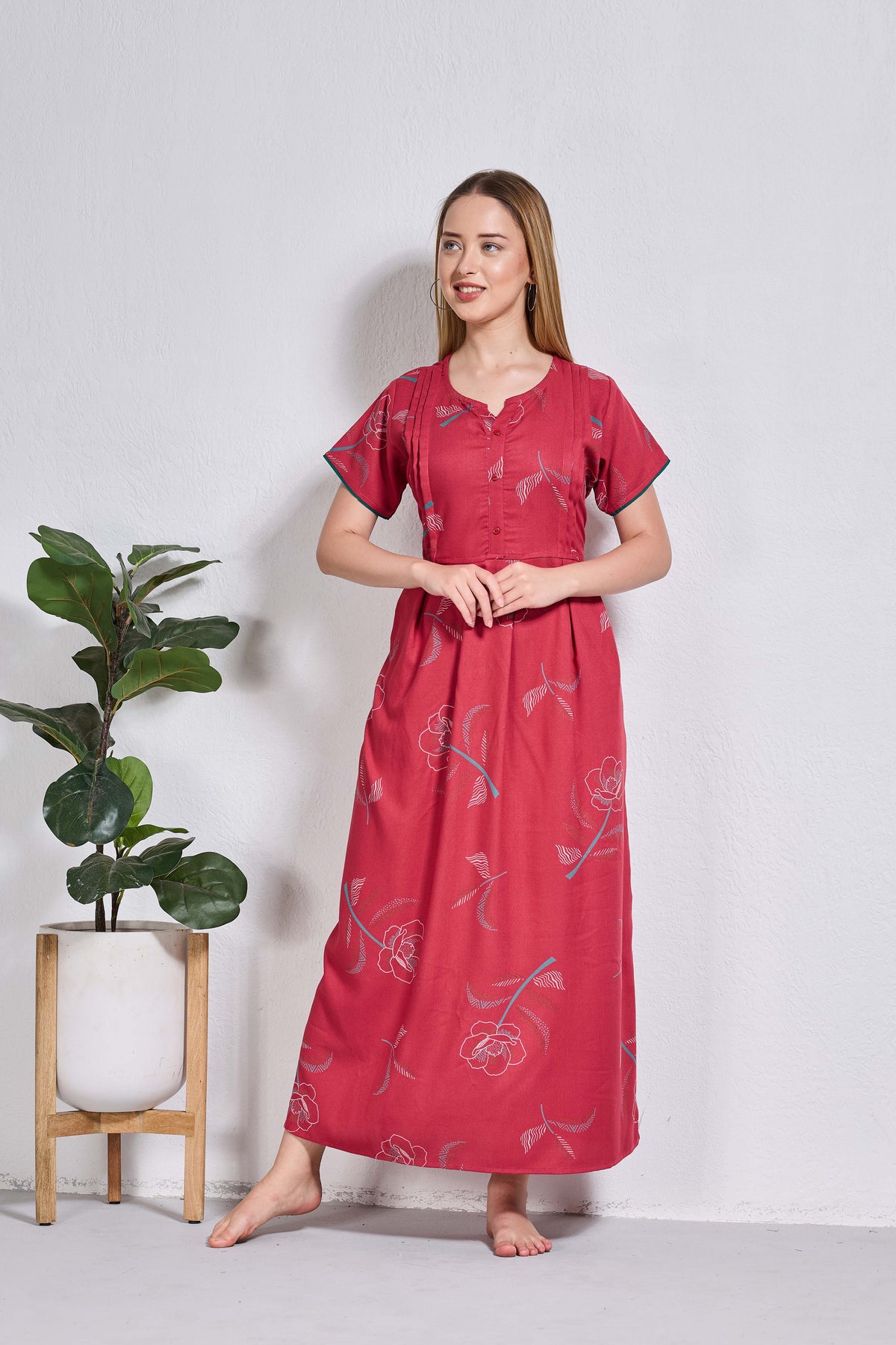 Alpine KURTHI Style Nighties| FancySleeve | Zipless Model | Stylish V-Cut neck | Updated Collection's for Stylish Women AK (H/S)