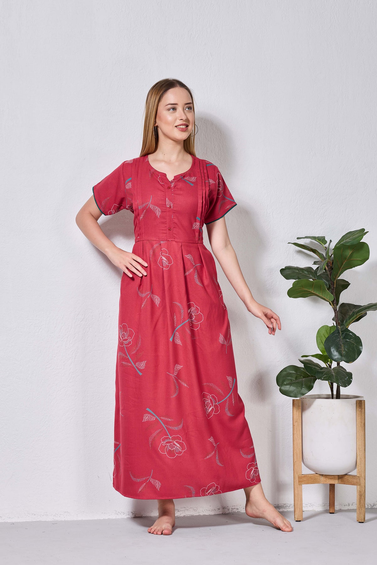 Alpine KURTHI Style Nighties| FancySleeve | Zipless Model | Stylish V-Cut neck | Updated Collection's for Stylish Women AK (H/S)