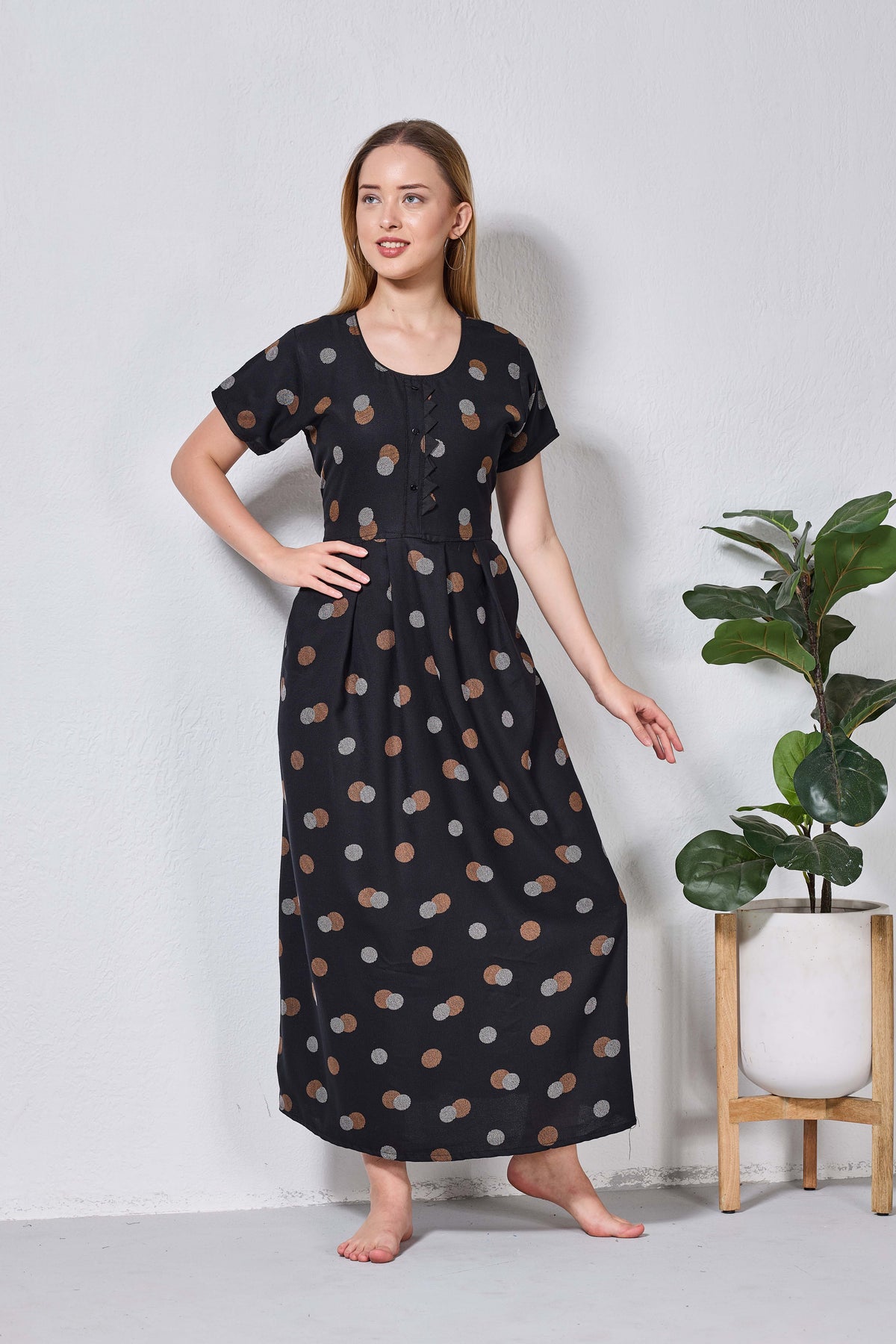 Alpine KURTHI Style Nighties| Fancy Half Sleeve | Zipless Model | Stylish Round Neck | Updated Collection's for Stylish Women AK (H/S)