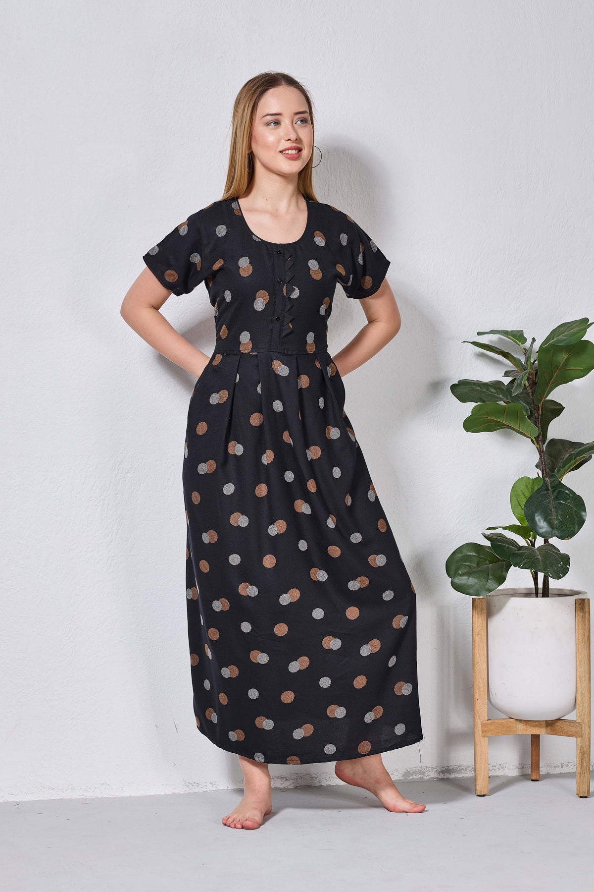 Alpine KURTHI Style Nighties| Fancy Half Sleeve | Zipless Model | Stylish Round Neck | Updated Collection's for Stylish Women AK (H/S)