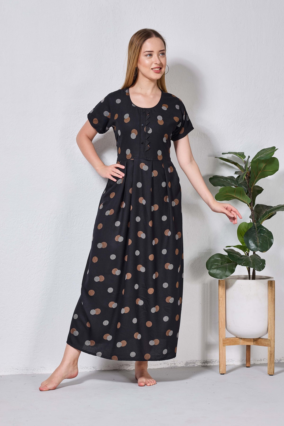 Alpine KURTHI Style Nighties| Fancy Half Sleeve | Zipless Model | Stylish Round Neck | Updated Collection's for Stylish Women AK (H/S)