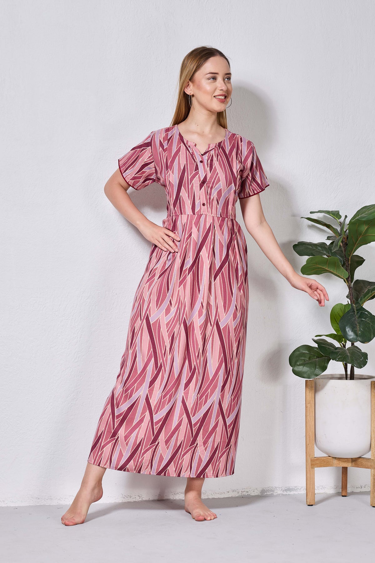 Alpine KURTHI Style Nighties| FancySleeve | Zipless Model | Stylish V-Cut neck | Updated Collection's for Stylish Women AK (H/S)