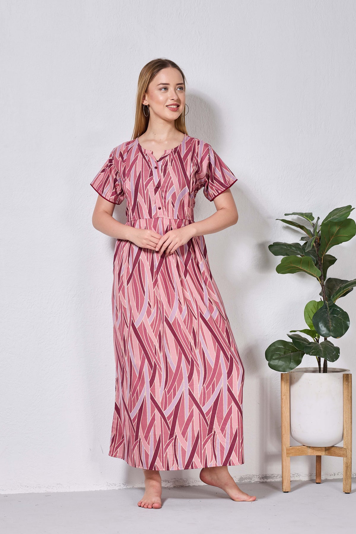 Alpine KURTHI Style Nighties| FancySleeve | Zipless Model | Stylish V-Cut neck | Updated Collection's for Stylish Women AK (H/S)