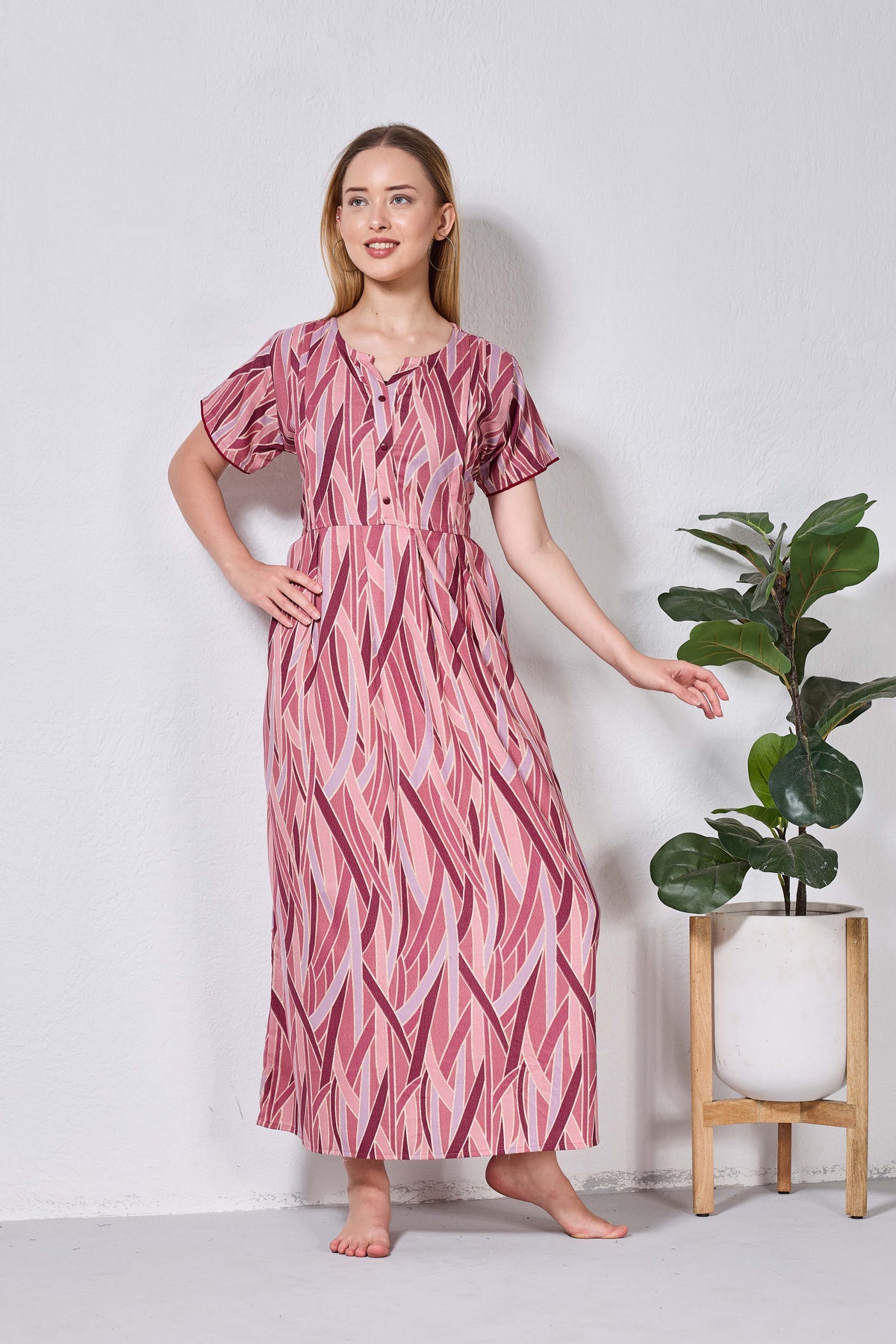 Alpine KURTHI Style Nighties| FancySleeve | Zipless Model | Stylish V-Cut neck | Updated Collection's for Stylish Women AK (H/S)